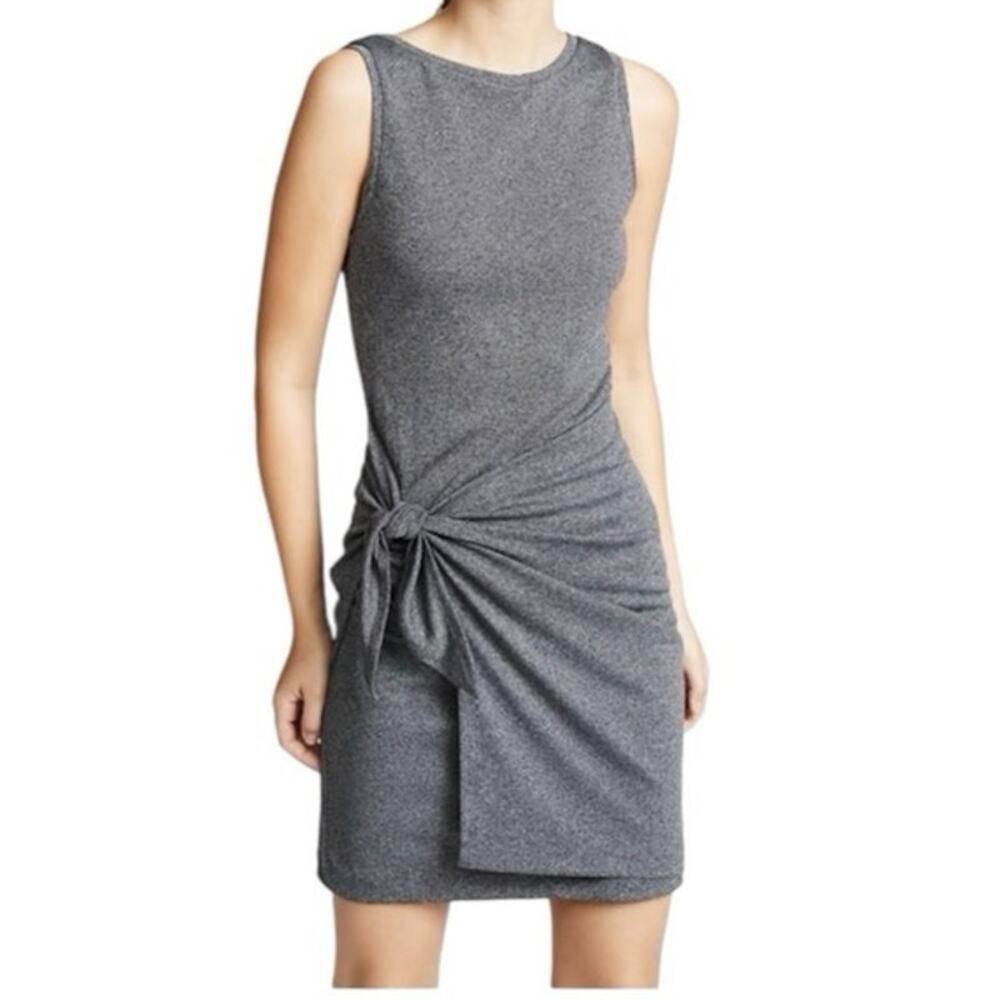 Club Monaco Krishel Knit Faux Wrap Sleeveless Dress Charcoal Gray Size S